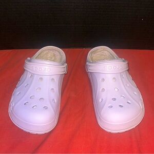 Well used Violet Baya lined Crocs size W9 M7